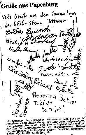 Zeitungsartikel über das Sommerlager Papenburg 1987